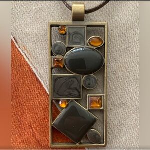 Unique Hand Crafted Orange and Gray Artisan Necklace. Stunning!